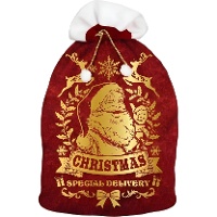 Saco de Natal do Papai Noel vermelho e dourado de 95 x 60 cm