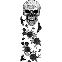 Decorações de parede adesivas com caveiras e rosas pretas