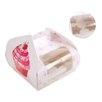 Caixa para cupcakes rosa Helsínquia para 4 cupcakes