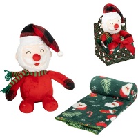 Pelúcia de Papai Noel com manta de 90 x 75 cm