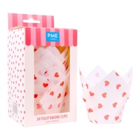 Forminhas de papel para muffins com tulipas para o Dia dos Namorados - PME - 24 unid.