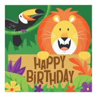 Guardanapos Happy Birthday Safari Adventure 16,5 x 16,5 cm - 16 unid.