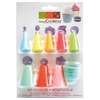Kit de bicos de plástico com adaptador - Scrapcooking - 9 unidades