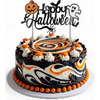 Topper para bolo Happy Halloween com glitter de 16 x 24 cm
