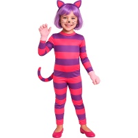 Fato de gato rosa às riscas da Alice para menina