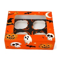Caixa para 4 cupcakes de Halloween laranja - Azucren