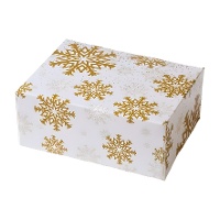 Caixa para doces com flocos dourados de 18 x 13,5 x 7,5 cm
