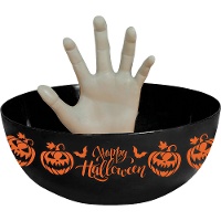 Tigela de Halloween preta com mão de 25 cm