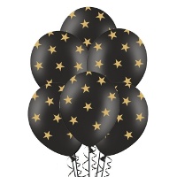 Balões de látex com estrelas douradas 30 cm - PartyDeco - 50 pcs.