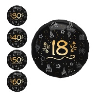 Balão de aniversário preto com número de 45 cm