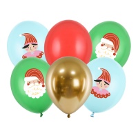 Balões de Natal de látex 30 cm - PartyDeco - 6 pcs.