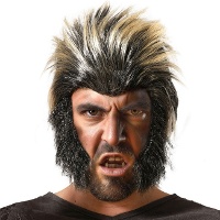 Peruca e costeletas de lobisomem