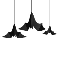 Pendentes de morcego verticais pretos - 3 unid.