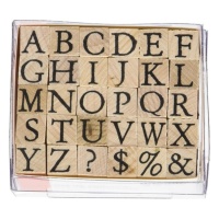 Carimbos do alfabeto letras maiúsculas e símbolos 0,9 x 3 cm - 30 unid.