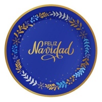 Prato azul Noite de Feliz Natal 18 cm - 8 peças