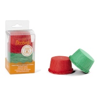 Forminhas para cupcakes franzidas vermelhas e verdes - Decora - 25 unidades