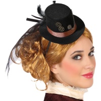 Fita para a cabeça com mini chapéu Steampunk