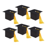 Caixas em forma de boné de formatura 9 x 9 x 6 cm - 12 unidades
