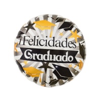 Balão redondo cinzento de felicitações para licenciados 45 cm - Eurofiestas