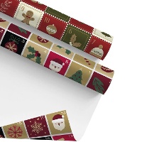 Papel de presente de Natal quadriculado de 2 x 0,70 m - 1 unidade