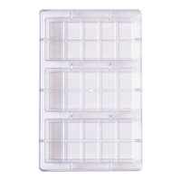 Molde de tablete de chocolate de 15 x 7 x 2 cm - Decora - 3 cavidades