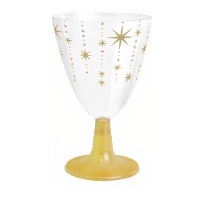 Copo de 220 ml com estrelas douradas para vinho ou água - 3 unidades