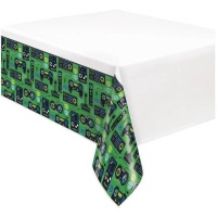 Toalha de mesa de videojogo verde e branca 1,37 x 2,13 m