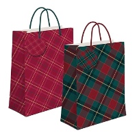 Bolsa de presente em tartan natalino de 14 x 11,5 x 6,7 cm - 1 unidade