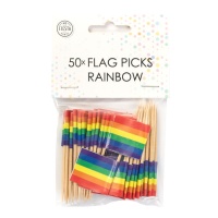Picks de bandeira arco-íris de 6,5 cm - 50 unidades