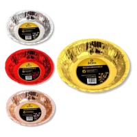 Taças redondas de 16 cm de cartão biodegradável em cores metálicas - 6 unidades