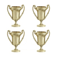 Mini taças de Champions douradas - 4 unidades