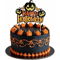 Topper para bolo Happy Halloween com abóboras 16 x 24 cm