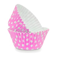 Forminhas para cupcakes rosa com bolinhas - 24 unidades