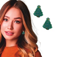 Brincos de árvore de Natal verde - 1 par