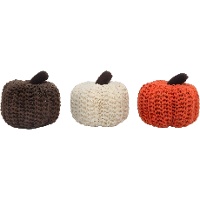 Mini abóboras tricotadas 9 x 7 cm - 3 unidades