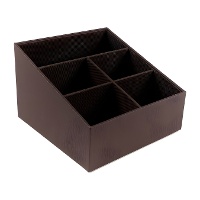 Organizador de controlo quadrado em pele de 18 x 18 x 12 cm - 5 compartimentos
