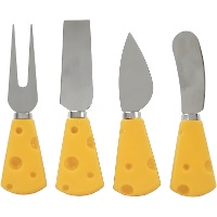 Conjunto de 4 facas para queijo com cabo amarelo