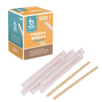 Misturadores de madeira para café de 14 cm com embalagem individual - 500 unidades