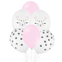 Balão de Látex de Gatos de 30 cm - PartyDeco - 6 unidades