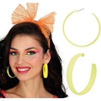 Brincos de argola efeito néon - 1 par