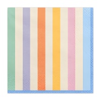 Guardanapos listrados em tons pastéis 16,5 x 16,5 cm - 20 unidades