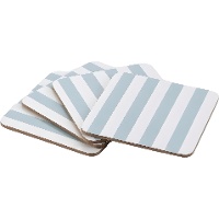 Conjunto de 4 porta-copos às riscas verde-água