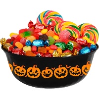 Tigela de Halloween com abóboras
