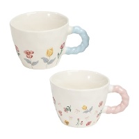 Caneca de 255 ml com flores e alça trançada - 1 unidade
