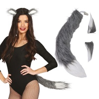 Conjunto de acessórios de lobo cinza