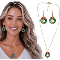 Conjunto de colar e brincos com design de guirlanda de Natal