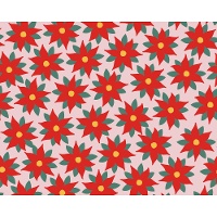 Papel de presente vermelho com flor de Natal de 2 x 0,70 m - 1 unidade