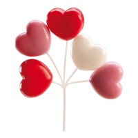 Decoração de bolos de 17 cm com bouquet de corações - 36 unidades
