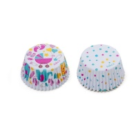 Cápsulas de cupcake branco para menina do duche - Decora - 36 unidades