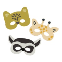 Máscaras de animais do jardim zoológico - 6 unid.